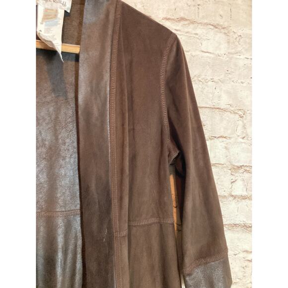 Joseph Ribkoff Top Womens 8 Dark Chocolate Faux Suede Open Front Lagenlook - Picture 5 of 13